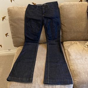 Hudson flare leg jeans, cotton stretch, extra long length